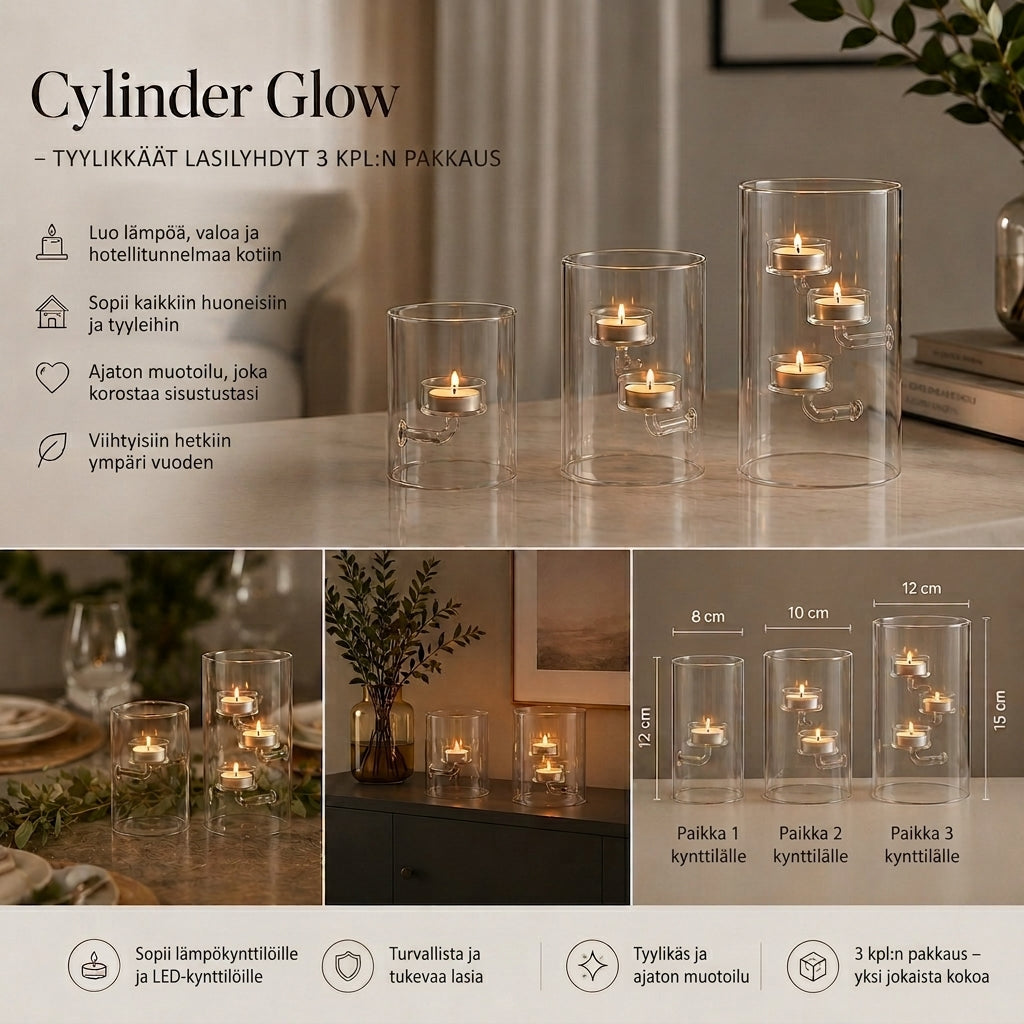 Cylinder Glow – Lasilyhdyt 3 kpl pakkaus