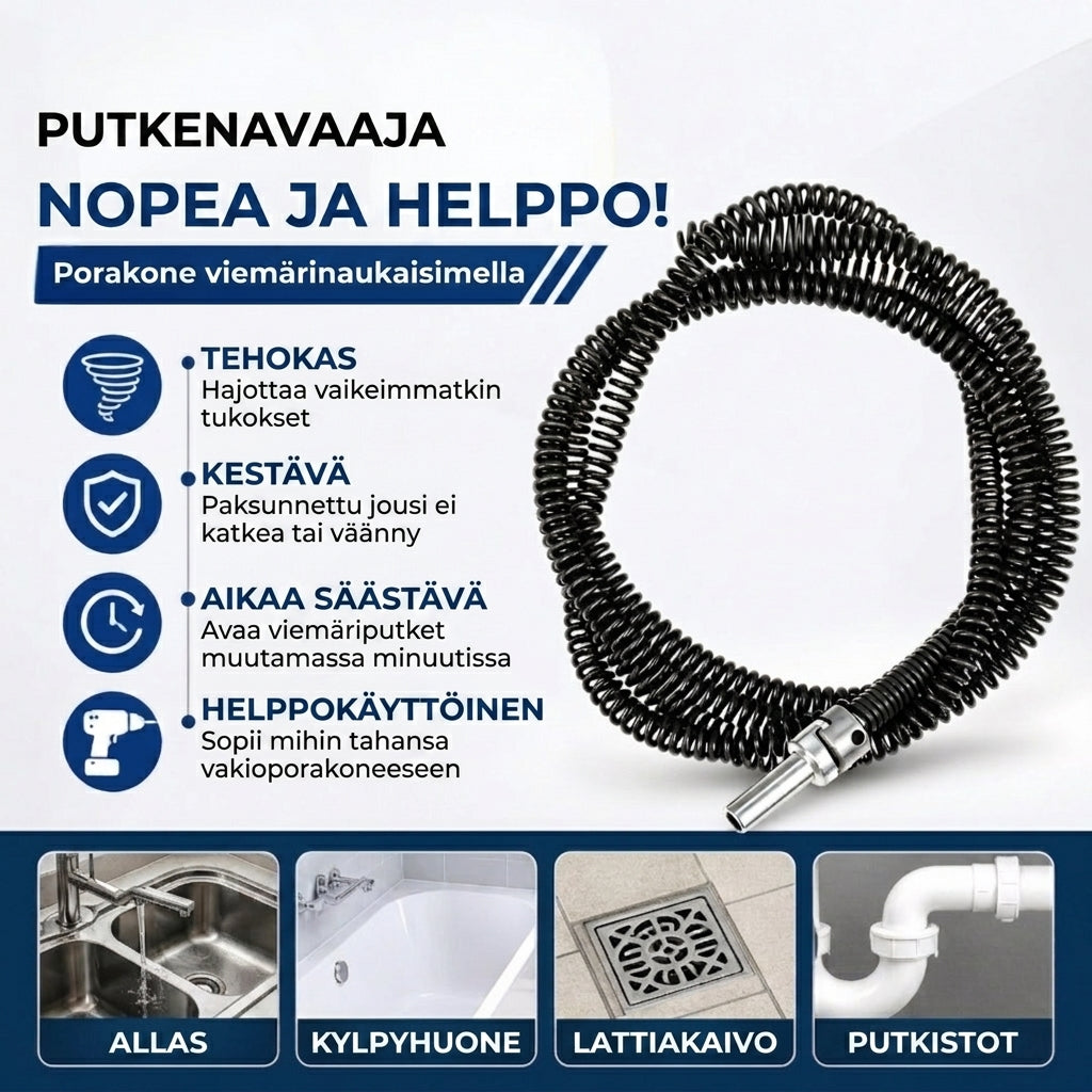 Viemärinavausvaijeri porakoneeseen