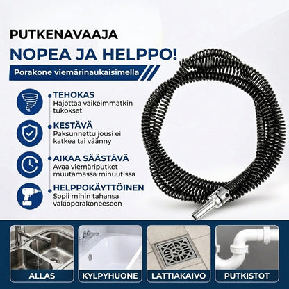 Viemärinavausvaijeri porakoneeseen
