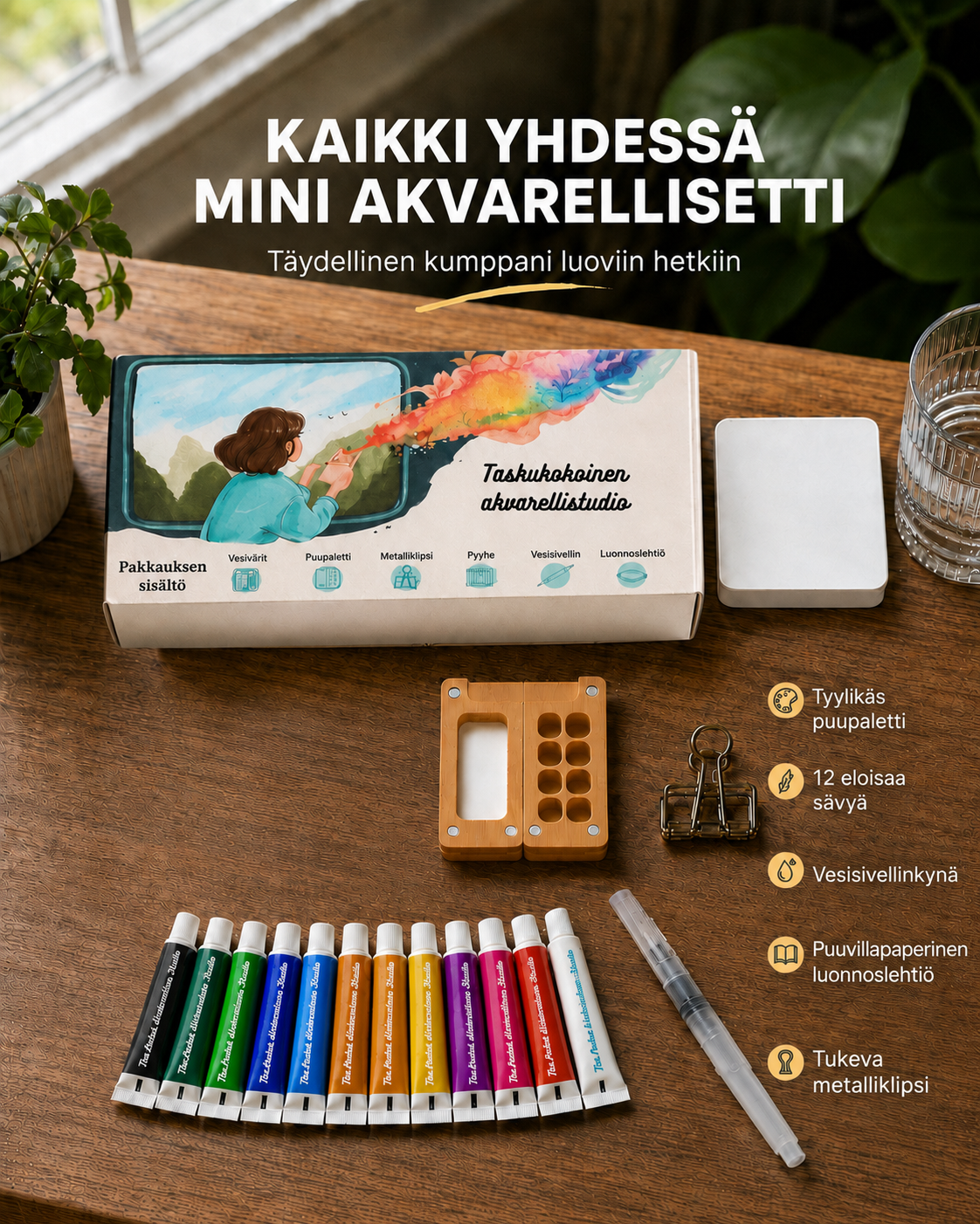 Taskukokoinen vesiväristudio