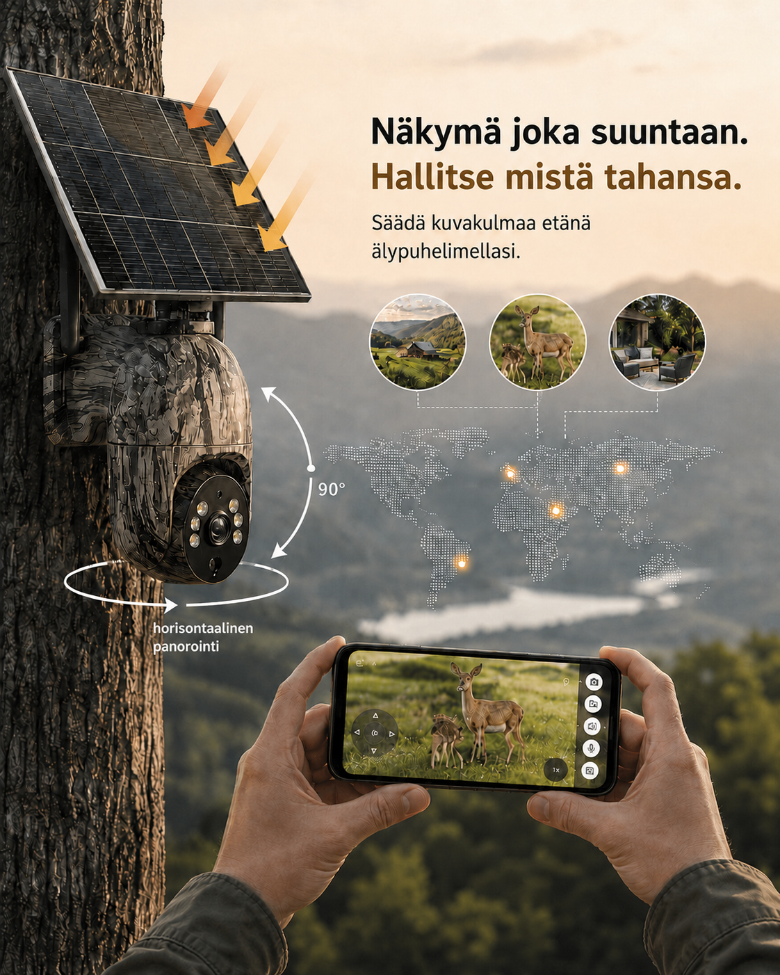 SolarWatch 360 Camo - Aurinkokäyttöinen langaton valvontakamera