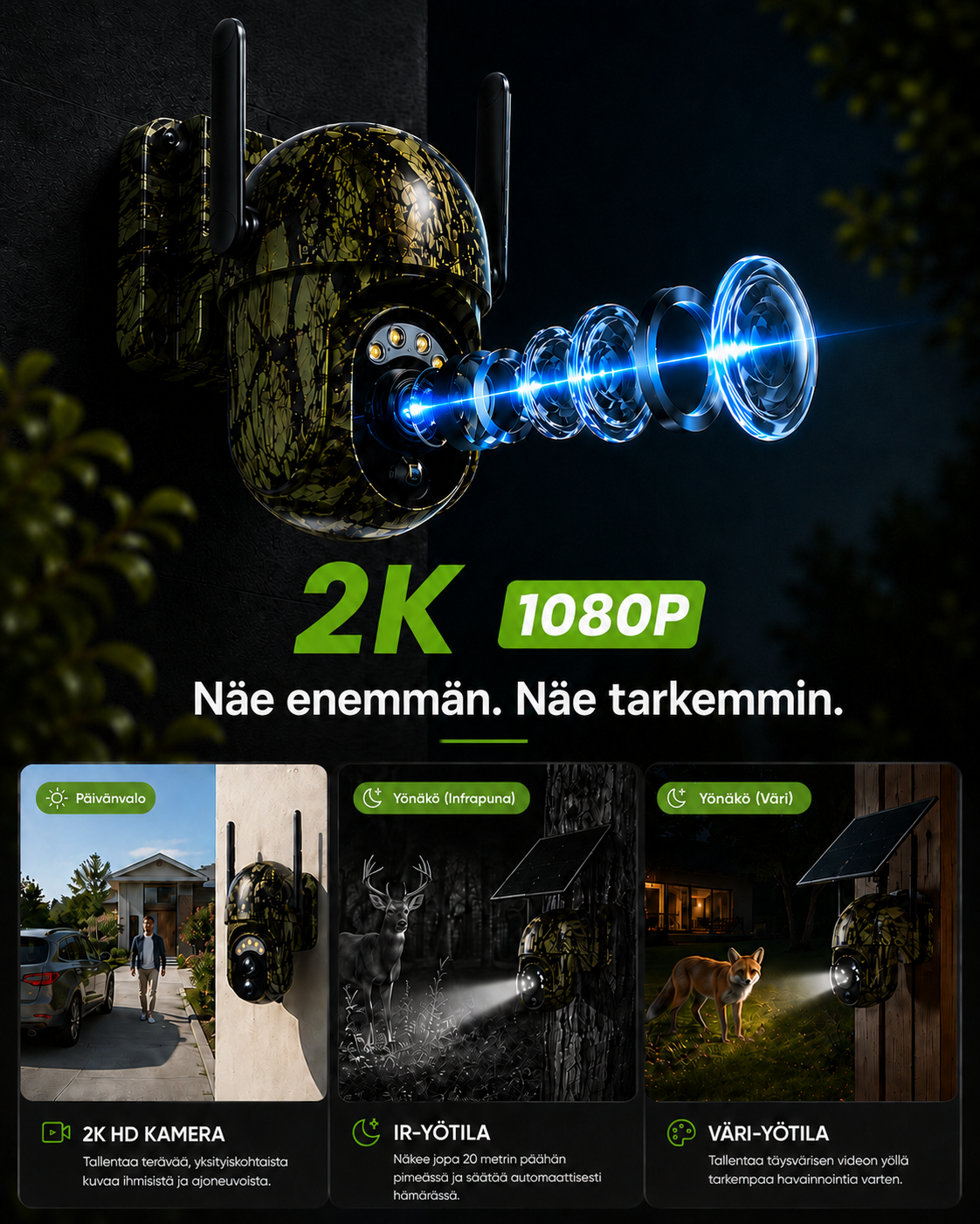 SolarWatch 360 Camo - Aurinkokäyttöinen langaton valvontakamera