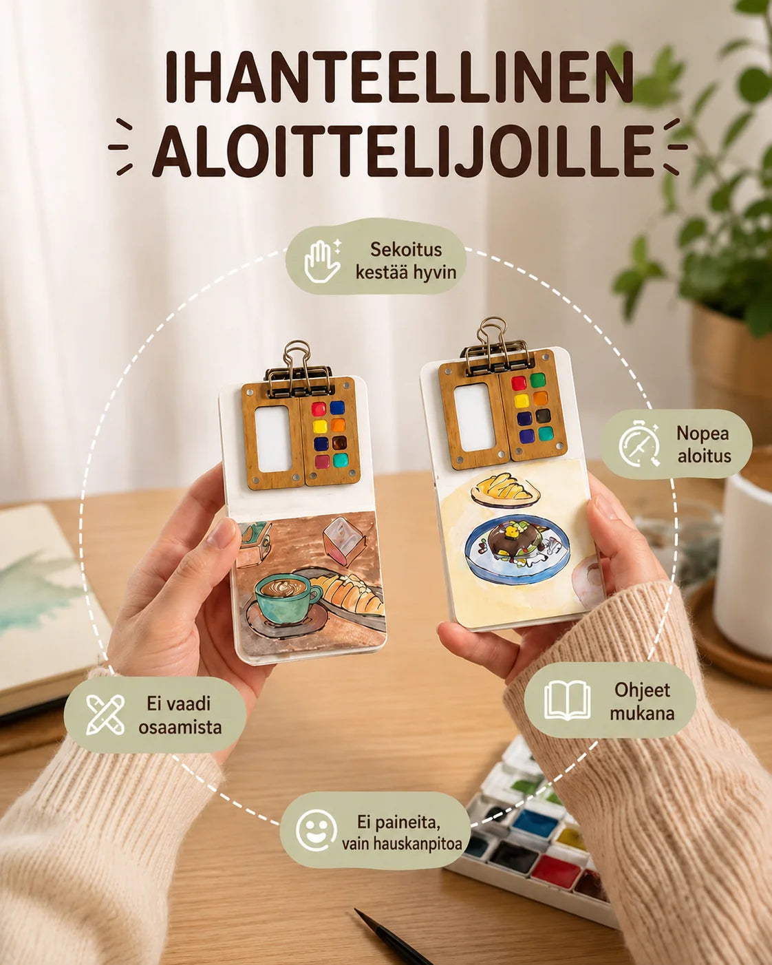 Taskukokoinen vesiväristudio