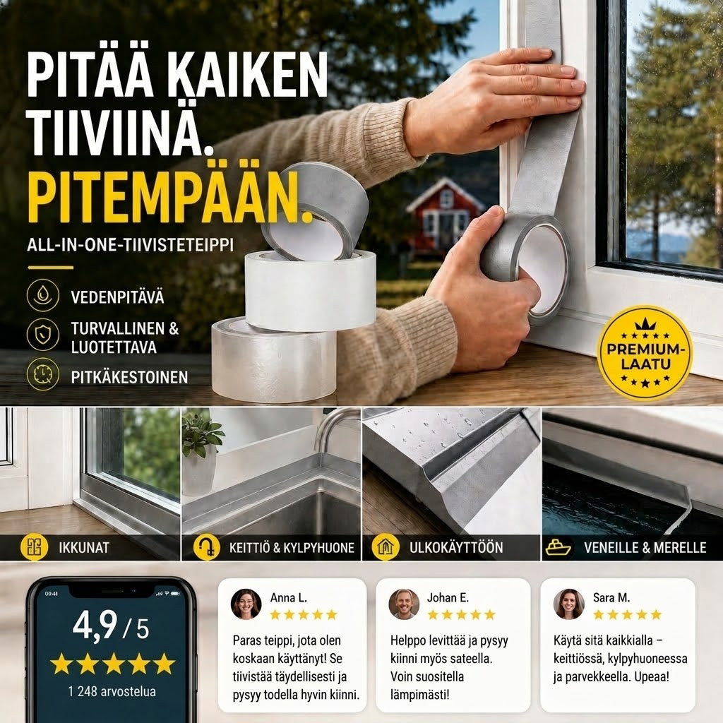 Yleiskäyttöinen tiivistenauha – Vedenpitävä ja kestävä