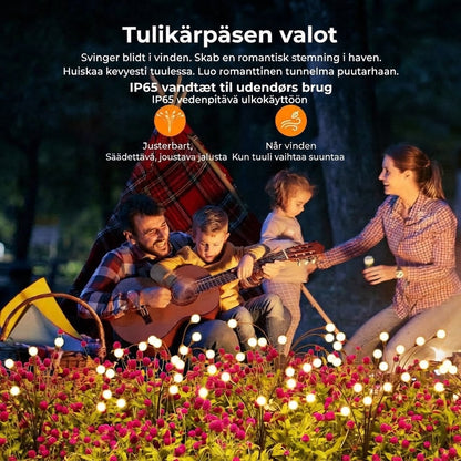Tulikärpäset – Aurinkoenergialla toimiva puutarhavalaistus